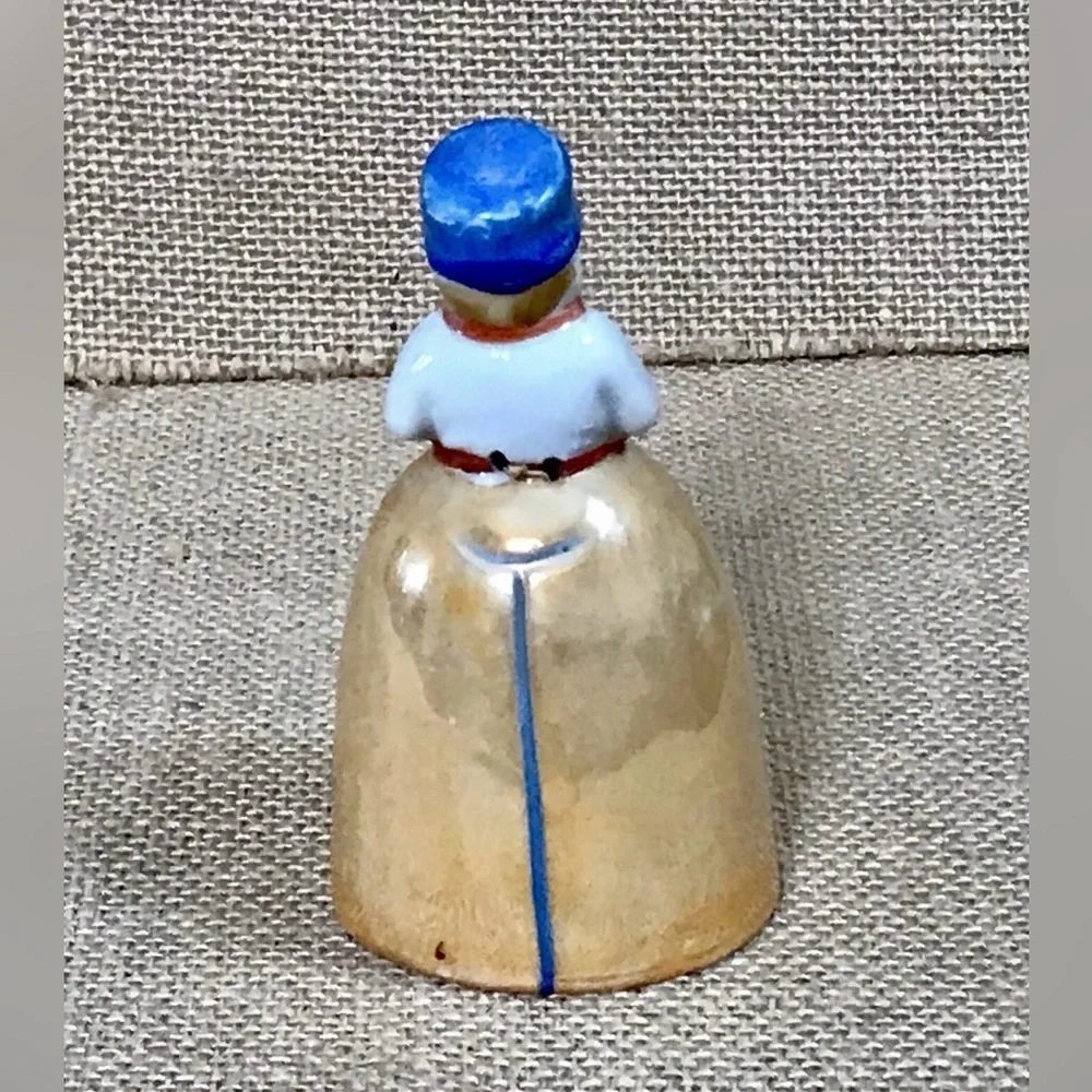 Vintage Iridescent Dutch Boy Bell Small 3.5 Inch Lusterware Cottage Core Kitsch